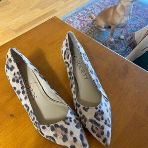 Sole Society Leopard-Print Pointed Toe Pumps - Tan & Black